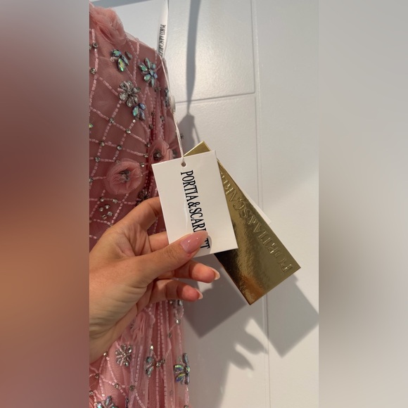 Portia and Scarlett PS26176 - Floral Embellished Plunging V-Neck Dress - Picture 6 of 9